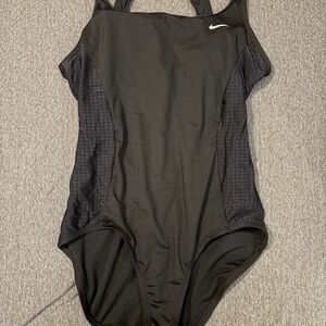 Nike Women's Black Mesh One-Piece Swimsuit